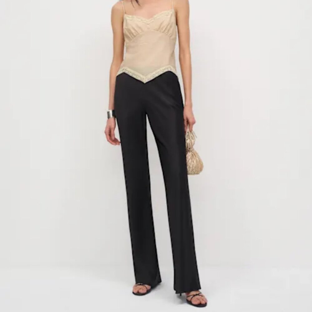 Reformation Gale Satin Mid-Rise Bias Pant